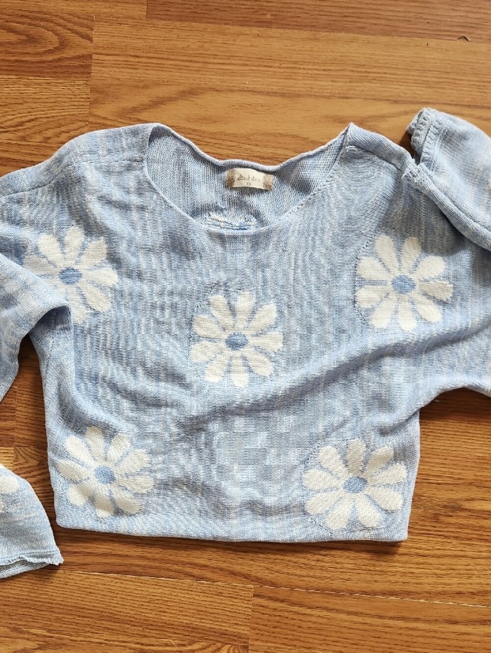 Altar'd State Light Blue Scoop Cropped  Sweater Sz XS